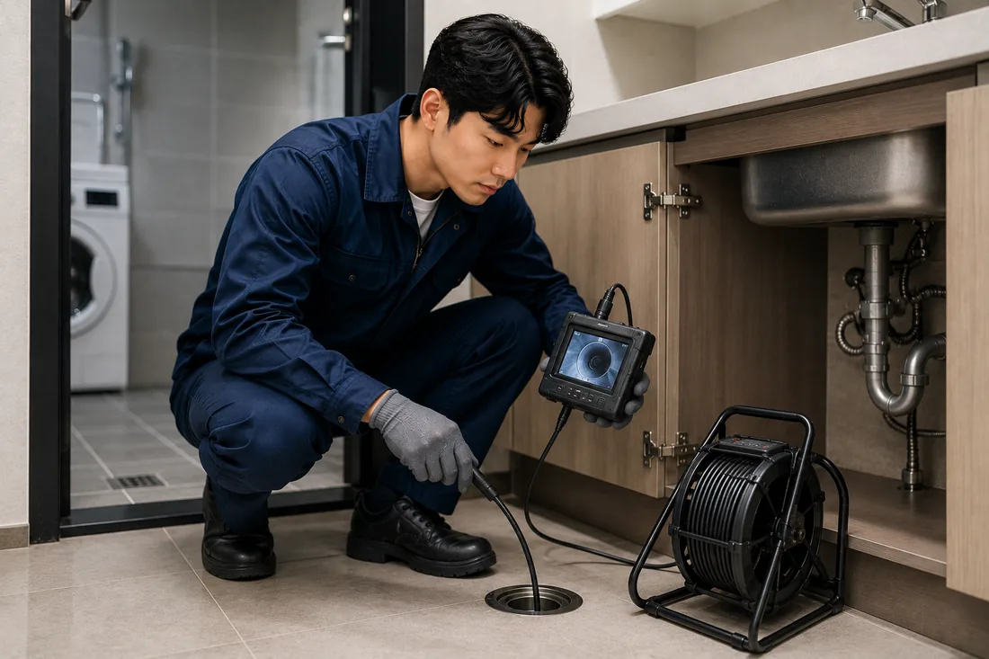 서울 동북권 싱크대막힘 배관 내부 촬영